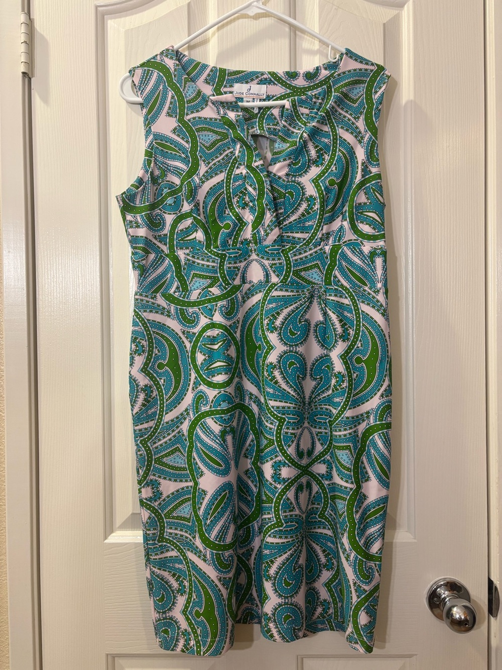 Jude Connally Green and Teal Printed Sleeveless Dress
